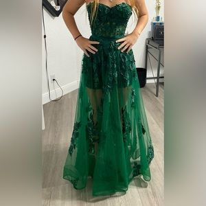 Jovani Green Strapless Corset Prom Dress